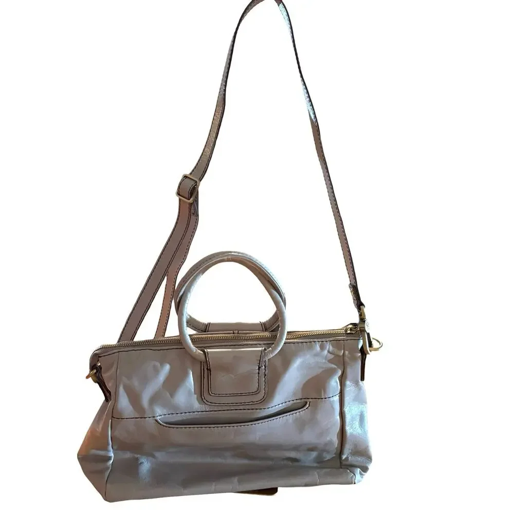 Hobo International Sheila Medium Satchel Handbag Light Gray Shoulder Bag Purse